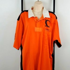 Coogi Polo Shirt Men XXL Embroidered Orange Cotton Short Sleeve Streetwear V